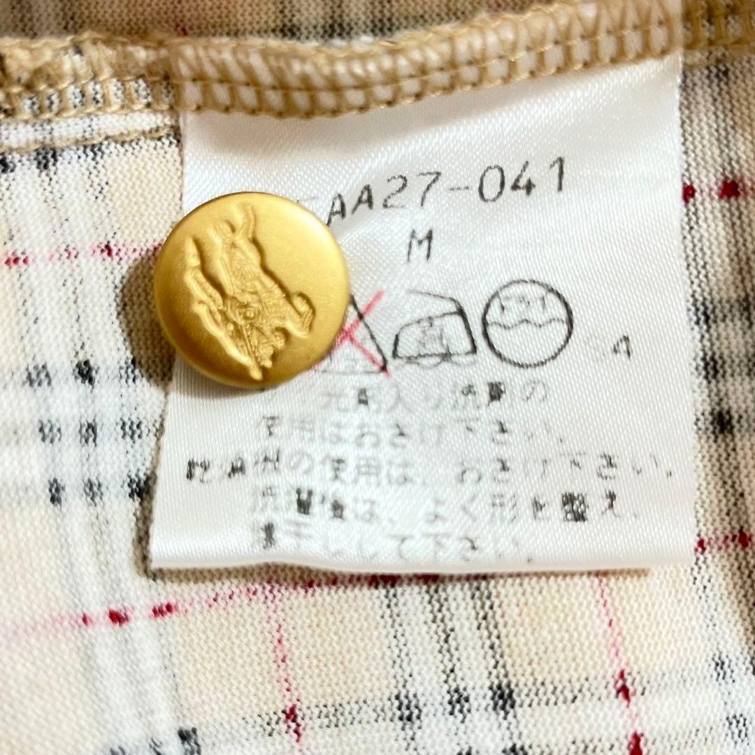 【極美品】バーバリー　ポロシャツ ノバチェック ホース刺繍 金ボタン　M