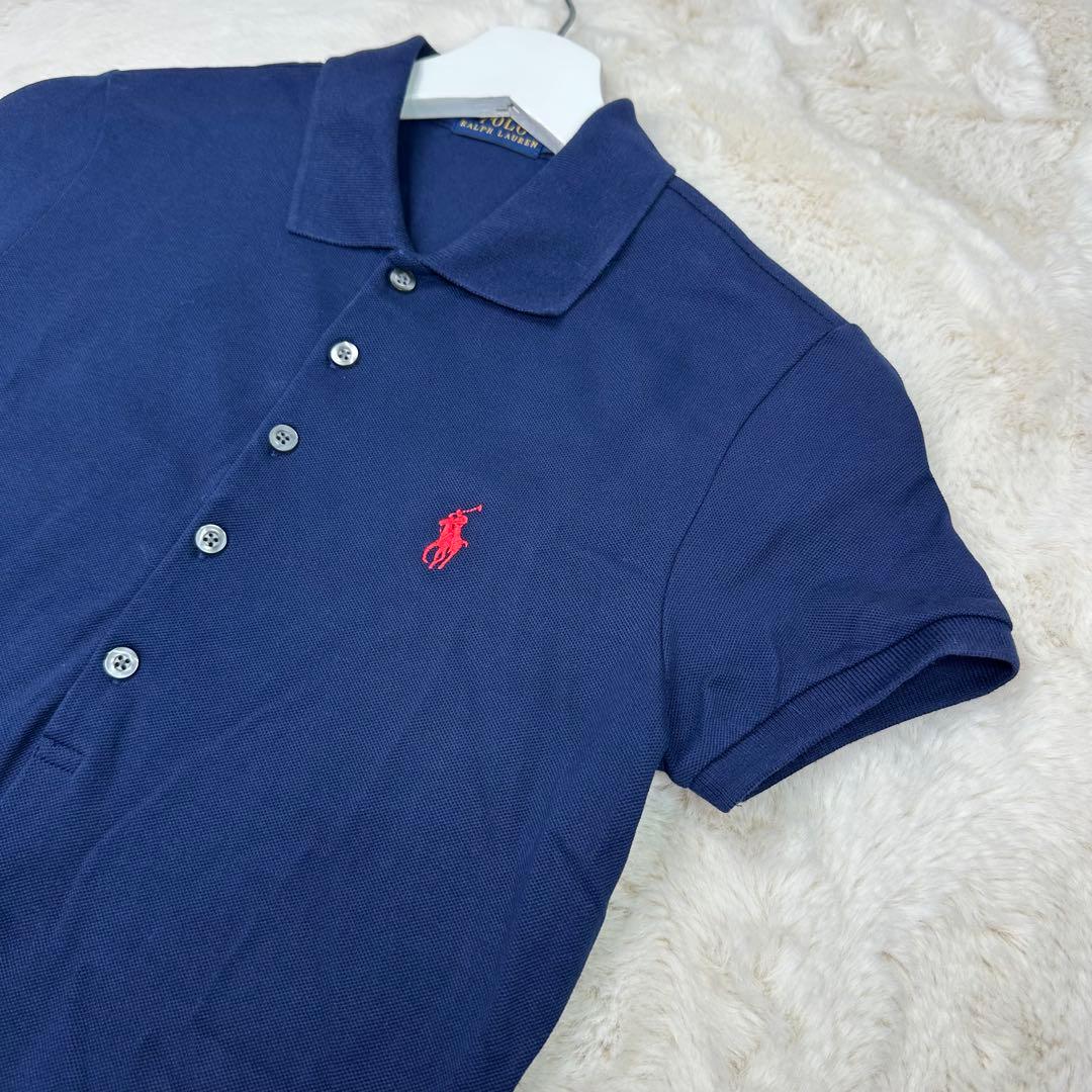 ✨美品✨ポロラルフローレン ホースロゴ 紺 ポロシャツ S スリム美シルエット