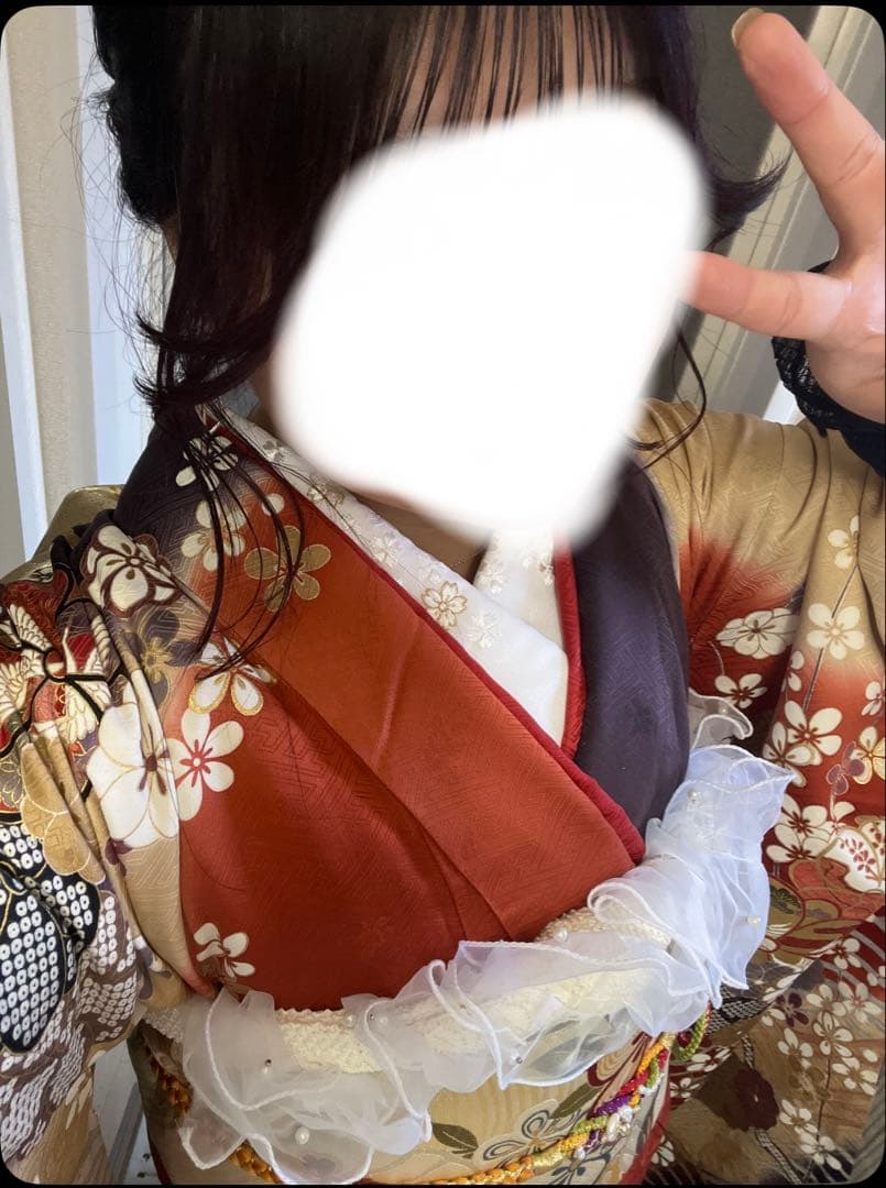 ロス 振袖 金色 赤色 紫色 花柄