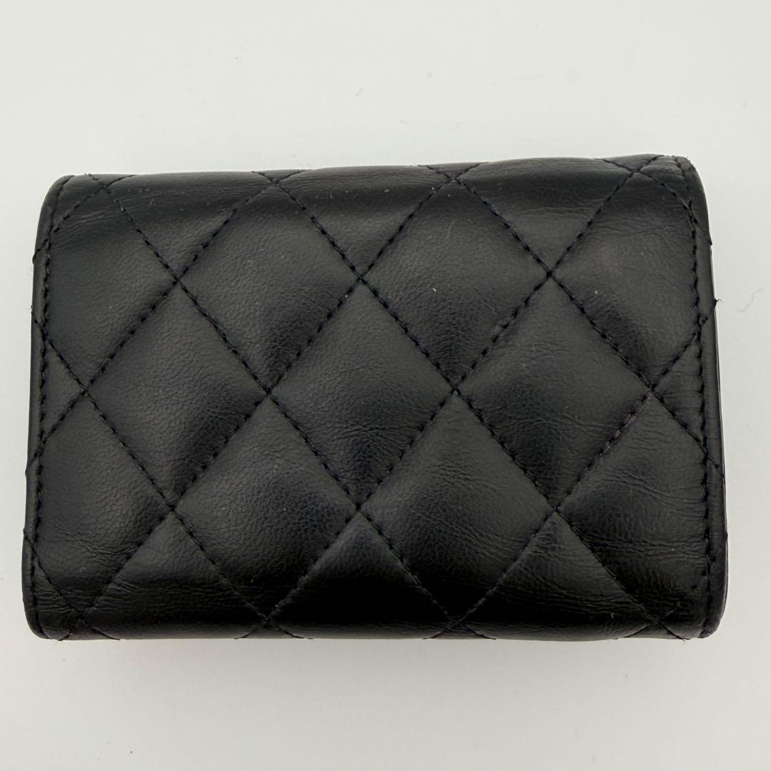 CHANEL シャネル ミニ財布 マトラッセ 三つ折り コンパクトゴールド金具