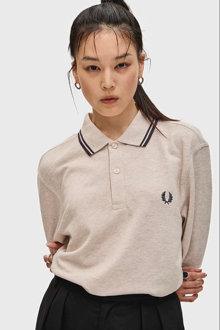 FRED PERRY ベージュ 長袖ポロシャツ M ユニセックス