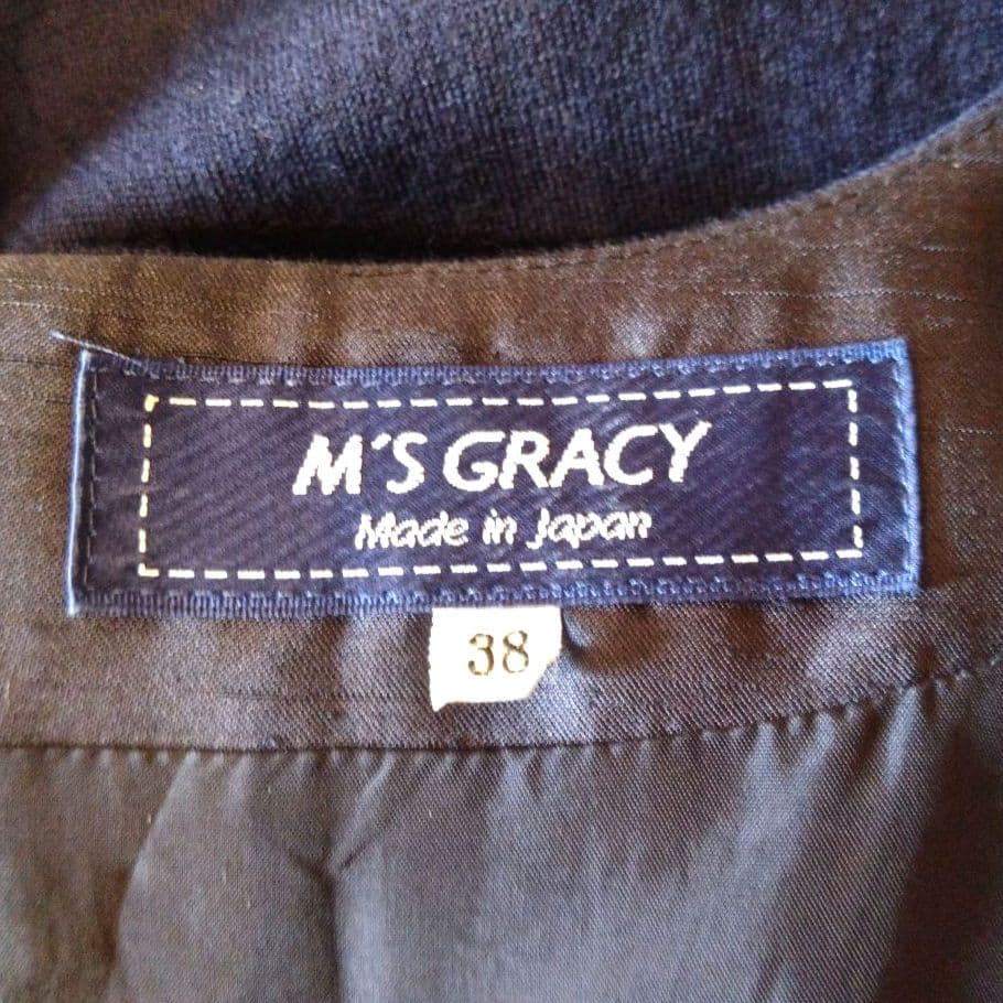 M’S GRACY エムズグレイシー ワンピース 異素材コンビ 紺 秋冬
