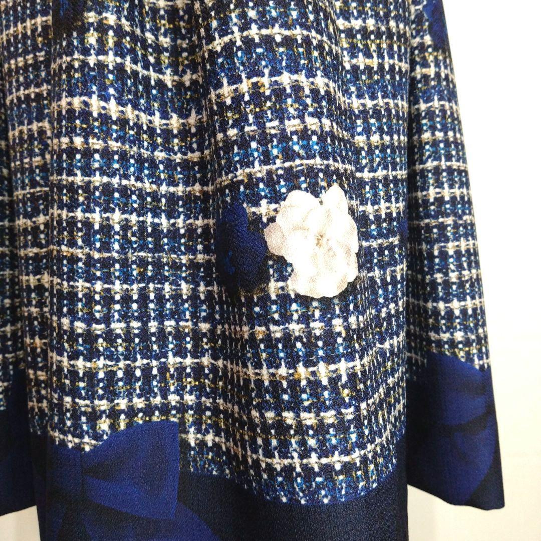 M’S GRACY エムズグレイシー ワンピース 異素材コンビ 紺 秋冬