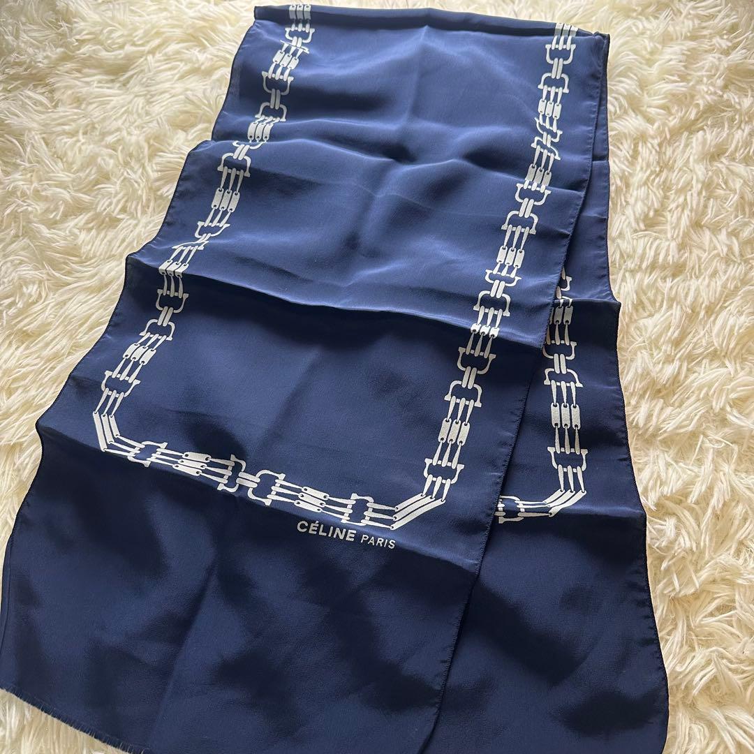 美品 セリーヌ CELINE ストール スカーフ シルク100%