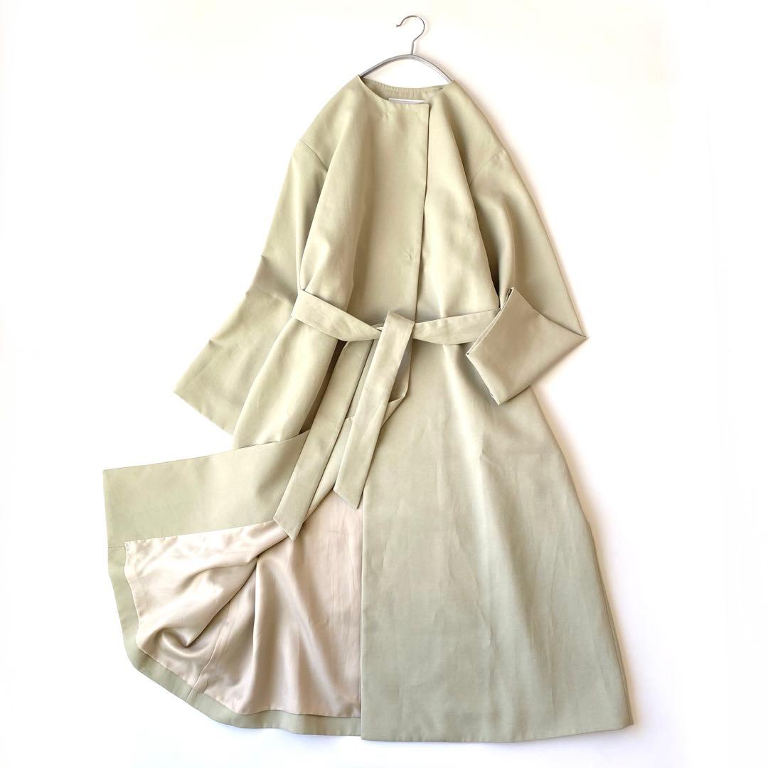 美品✨SLOBE IENA 定価2.3万円 ノーカラー コート　グリーン