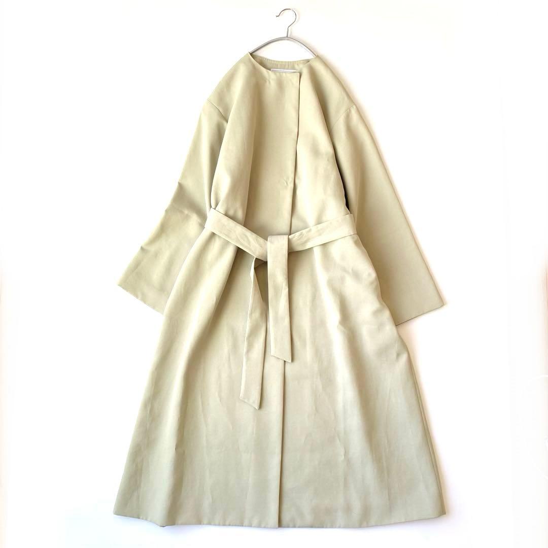 美品✨SLOBE IENA 定価2.3万円 ノーカラー コート　グリーン