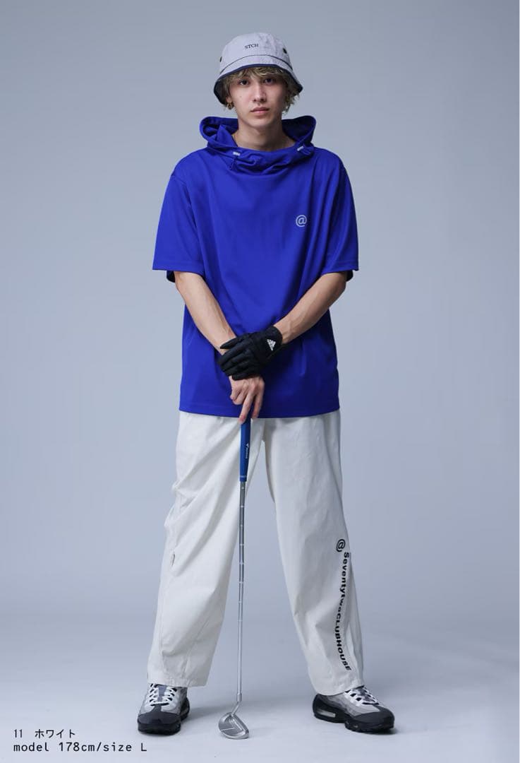 定価¥14,300ANTIQUA GOLF × STCH＊ロゴ入りゴルフパンツ白