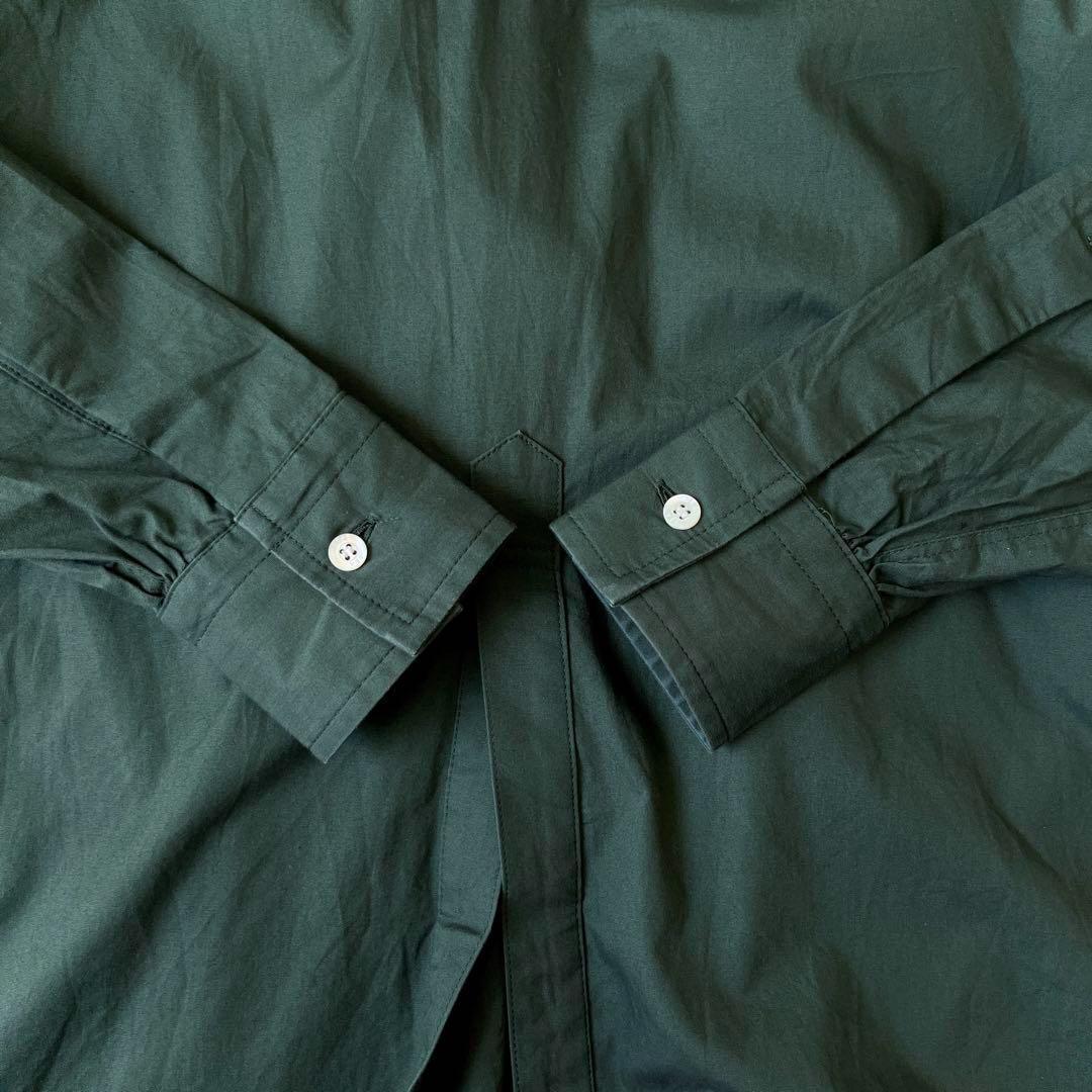 美品 H B&Y取扱 SEA シー 日本製ブザム スリット シャツワンピース 緑