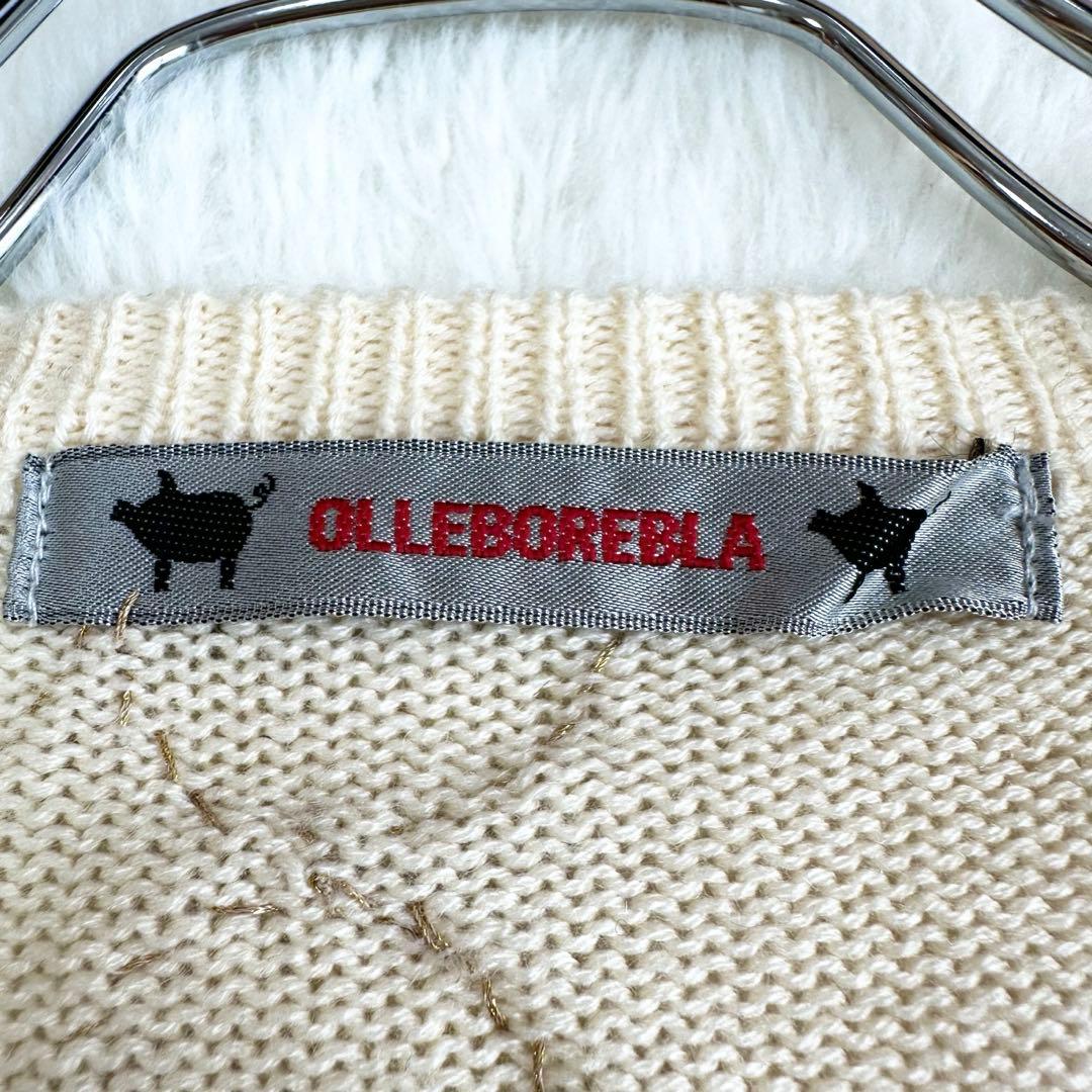 近年 美品✨OLLEBOREBLA カーディガン ぶたさん フラワー ワッペン