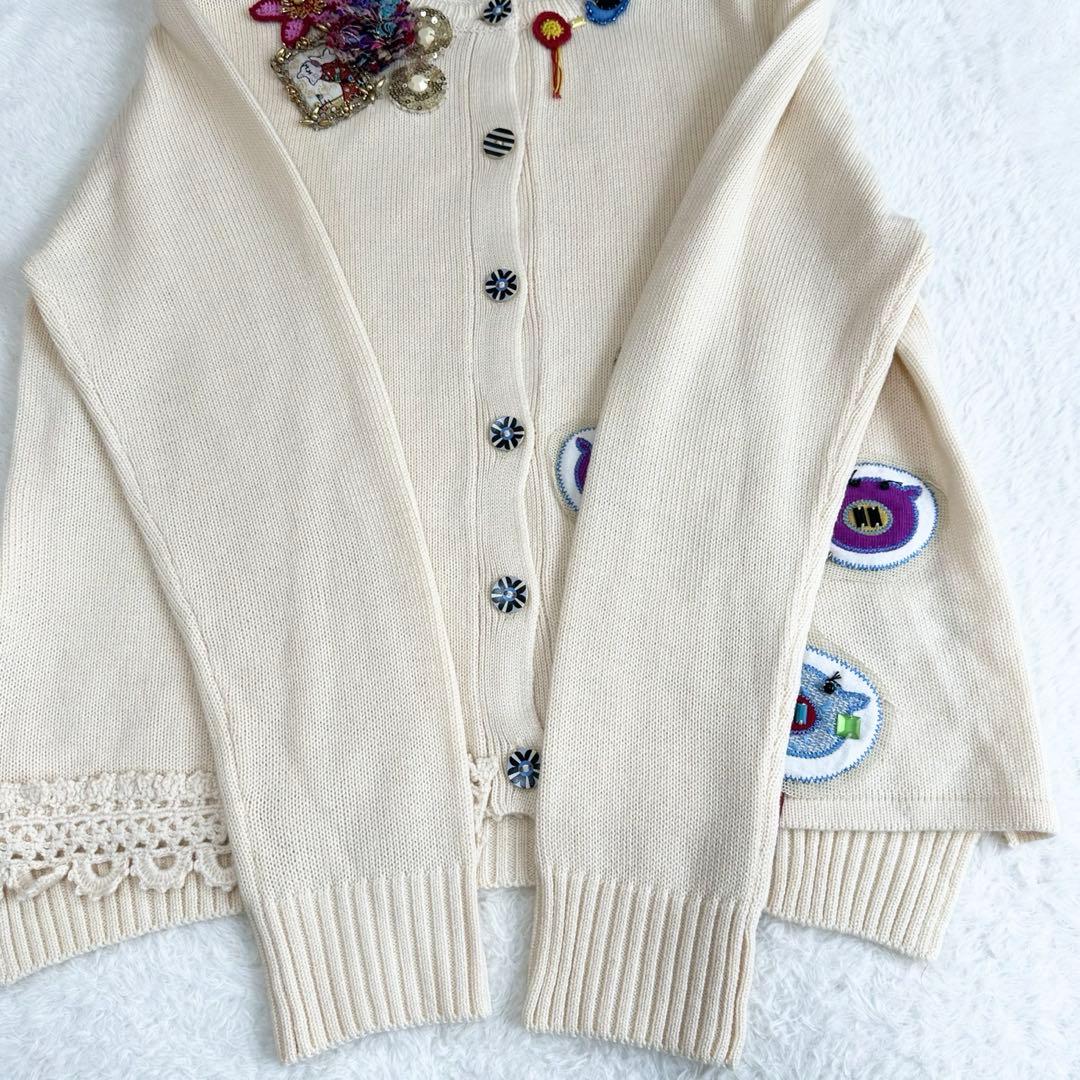 近年 美品✨OLLEBOREBLA カーディガン ぶたさん フラワー ワッペン