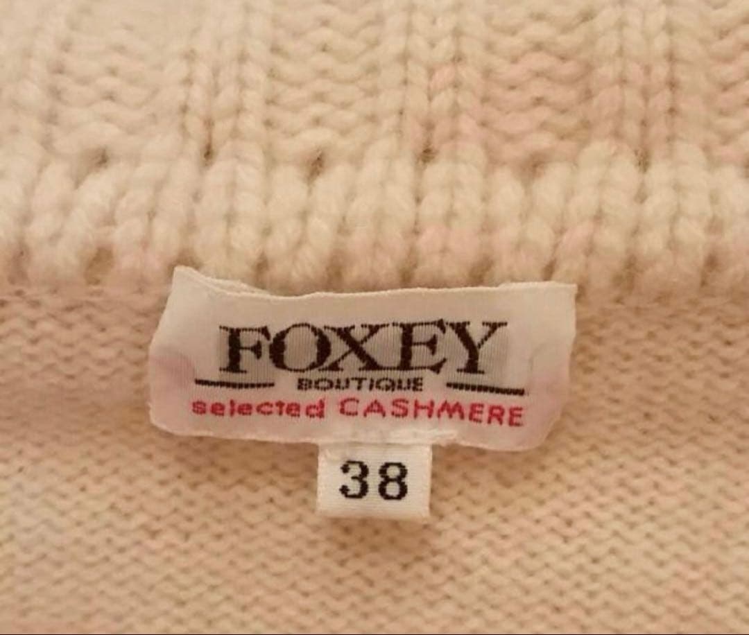 フォクシーFOXEYカシミヤカーディガン ジャケット38ホワイト白