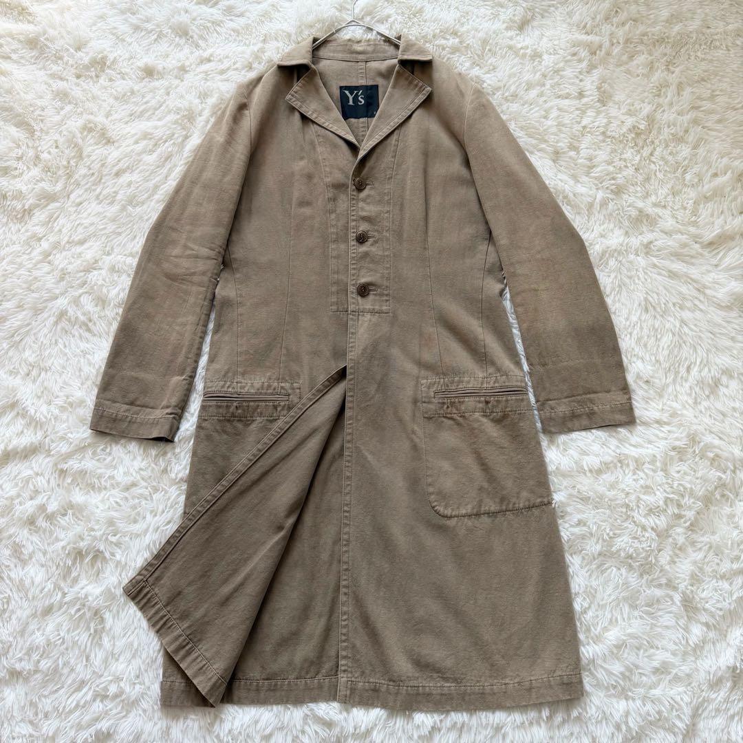 美品✨Y’s ワイズ コットンリネン ロングコート ベージュ ヨウジヤマモト