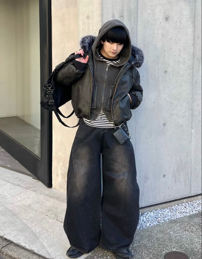 WISH FOR EVER ドローコードダブルジップ２WAYフードブルゾン M