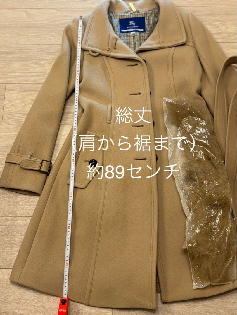 ！値下！バーバリーブルーレーベルウールコート 38フォックスファーベルト付き