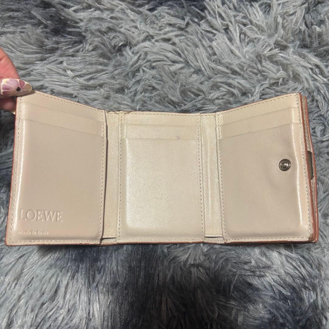 ロエベ LOEWE アナグラム 三つ折り財布ベージュ