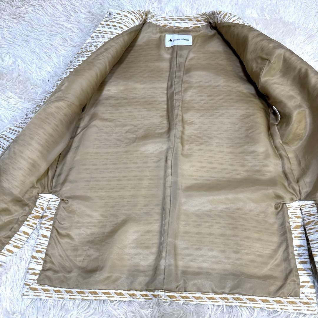 Aquascutum アクアスキュータム　スプリングコート　ツイード　ノーカラー