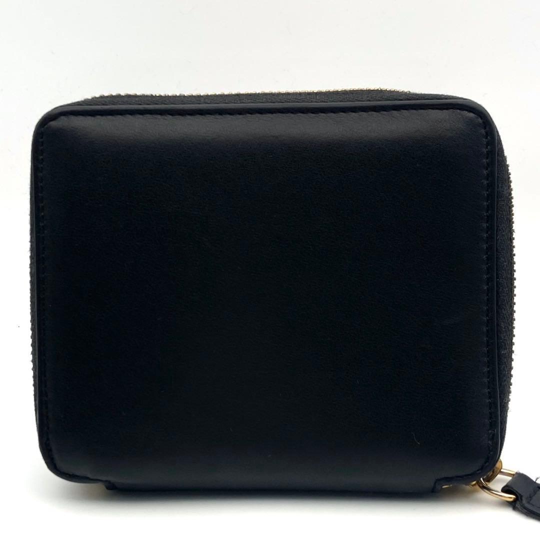 極美品● ヴェルサーチ 折り財布 二つ折り メデューサ 金具 ブラック レザー