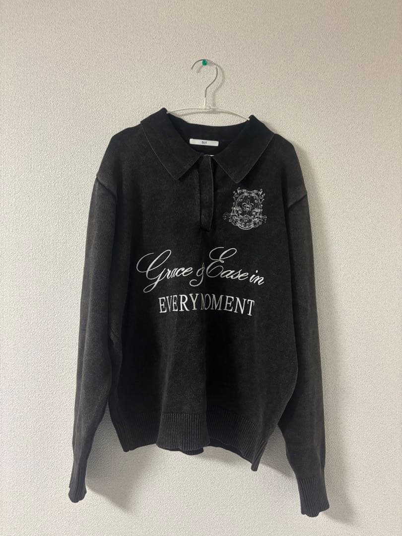 SLY OVER SIZE JQ トップス オーバーサイズ ニット ポロ