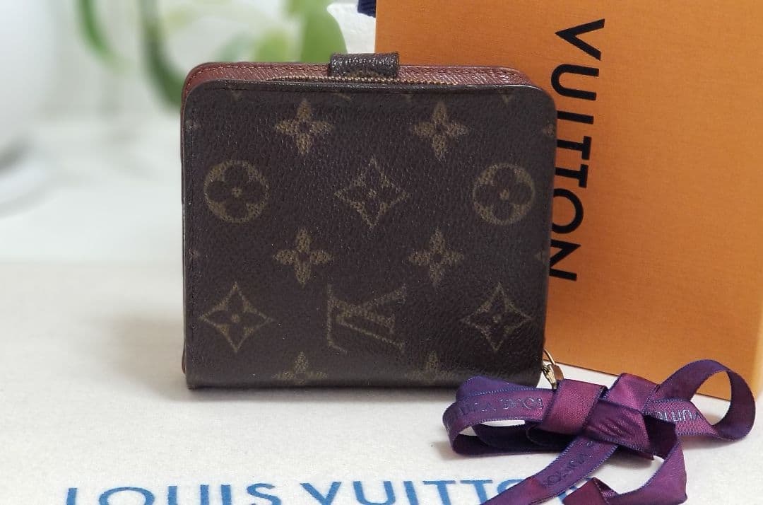 【美品】LOUIS VUITTON モノグラム 二つ折り財布 コンパクトジップ