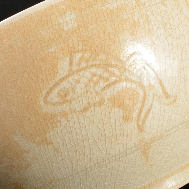 中国　磁州窯白磁　魚文　鉢　C　R5527