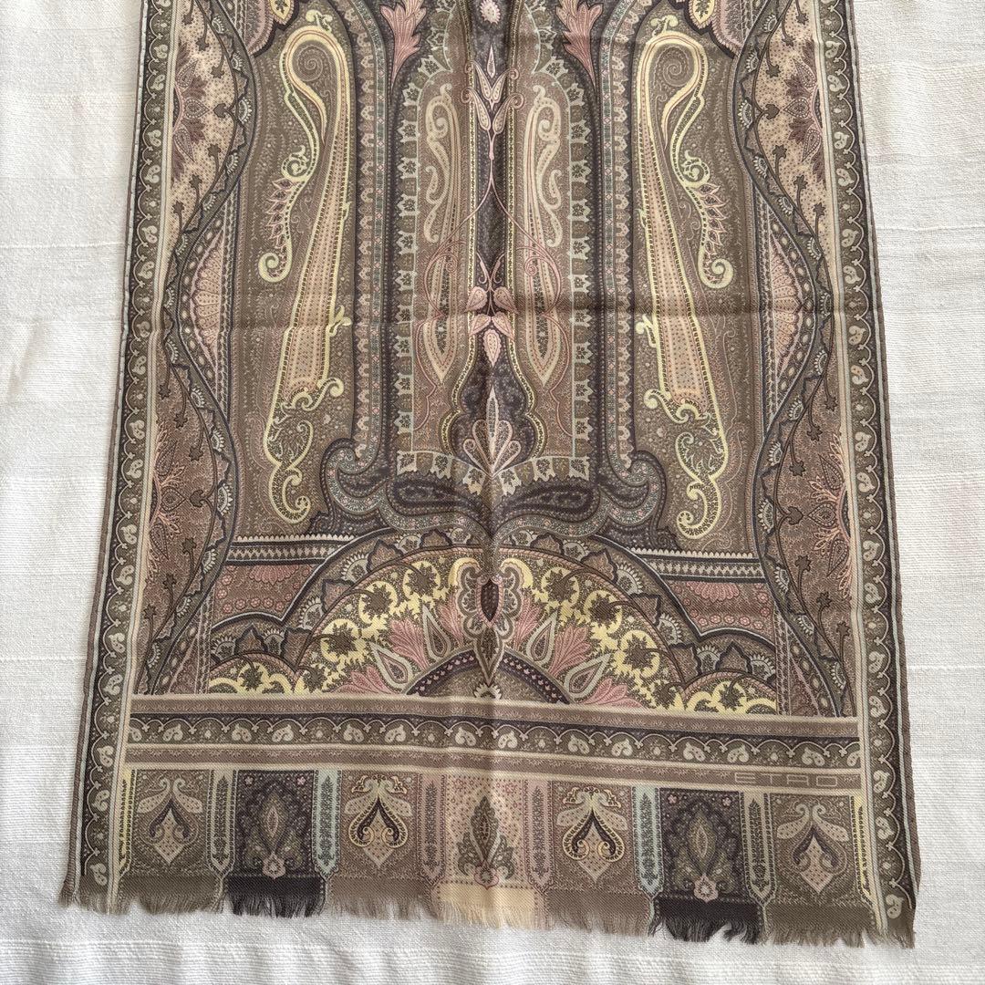 イタリア製　エトロ　ウール&シルク　ストール　ETRO ペイズリー　SILK 毛