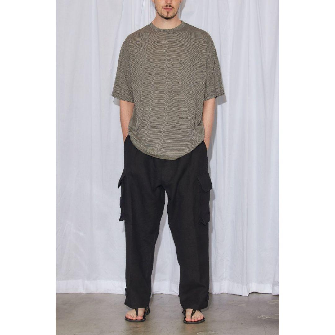 新品 22SS COMOLI 半袖 ウール天竺Tシャツ サイズ3 ボーダー