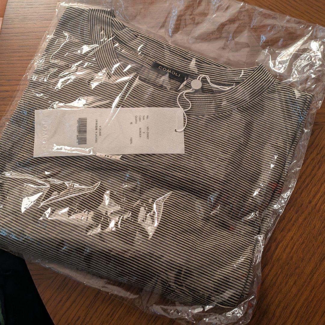 新品 22SS COMOLI 半袖 ウール天竺Tシャツ サイズ3 ボーダー