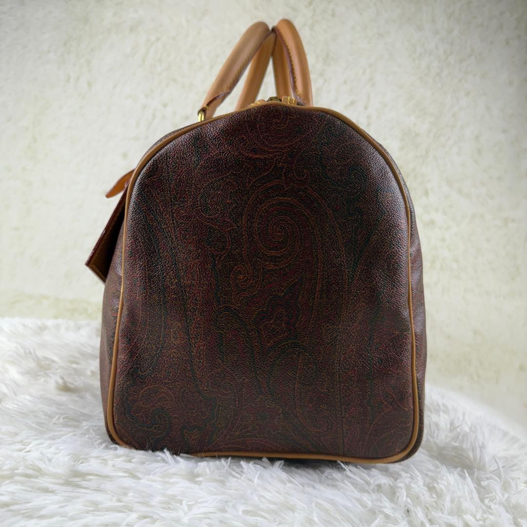 美品⭐️ETRO エトロ ボストンバッグ ペイズリー柄 PVC ブラウン レザー