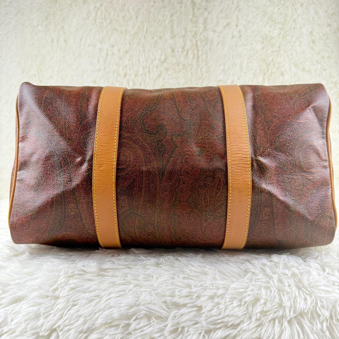 美品⭐️ETRO エトロ ボストンバッグ ペイズリー柄 PVC ブラウン レザー
