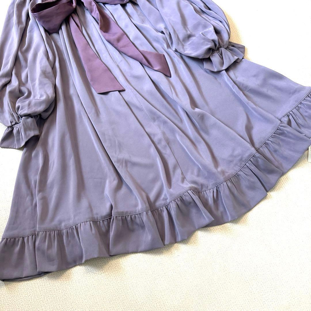【クゥさま】ラベルエチュード　タックフリルリボンミニワンピース　Aライン