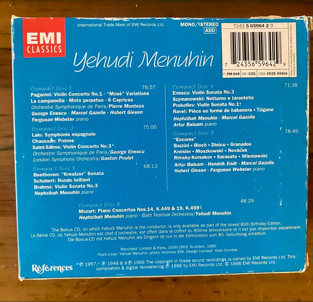 メニューイン　CD 6枚(80th Birthday Edition 1996)