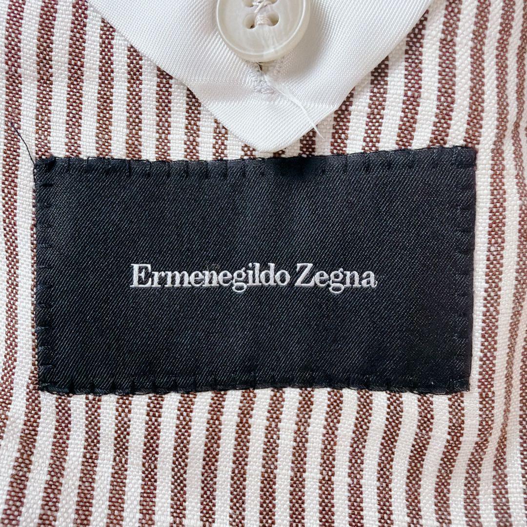 美品 Zegna スイス製 シルク リネン混 テーラードジャケット