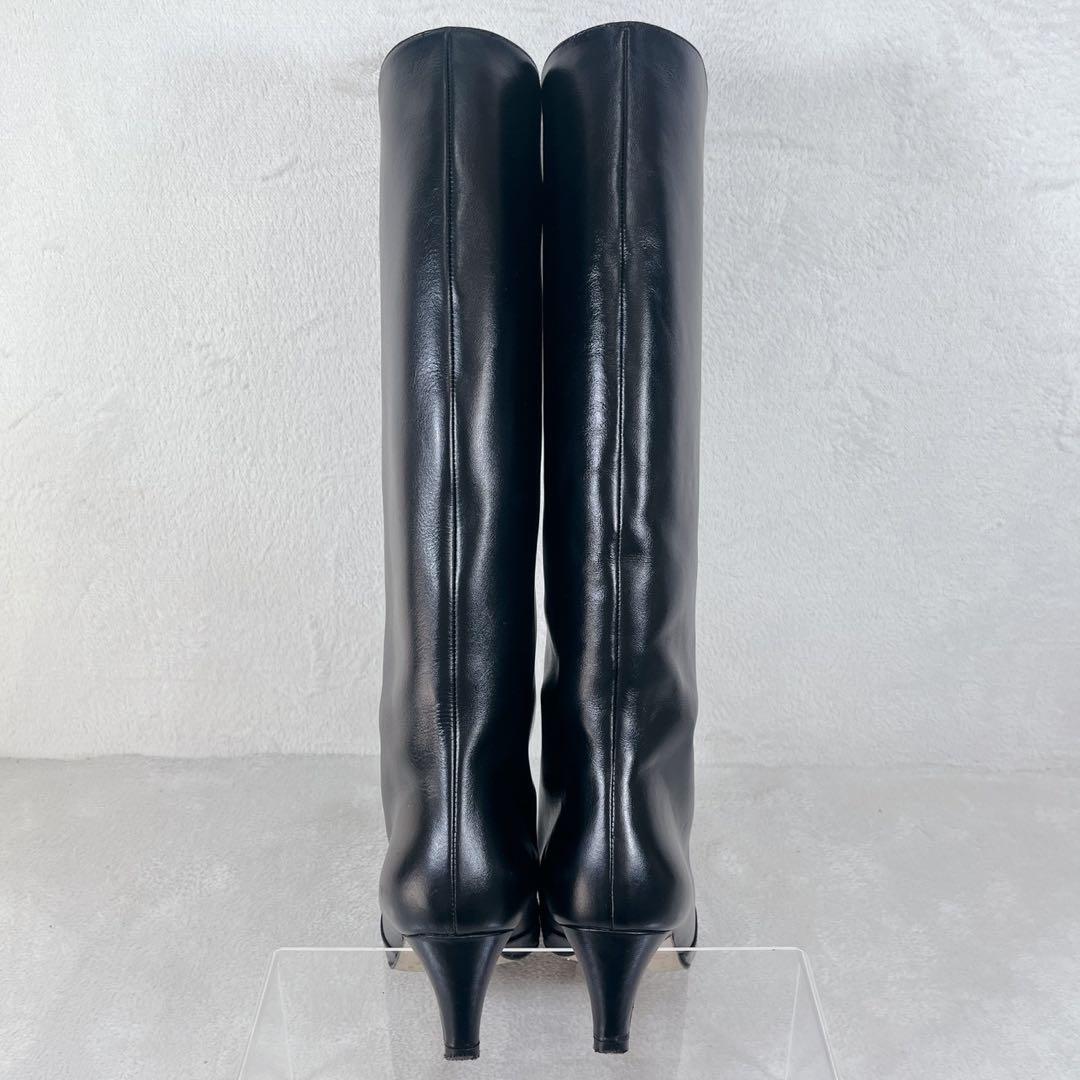 人気デザイン❗️美品✨エスカラータ ストレートシルエット ロングブーツ 黒 37
