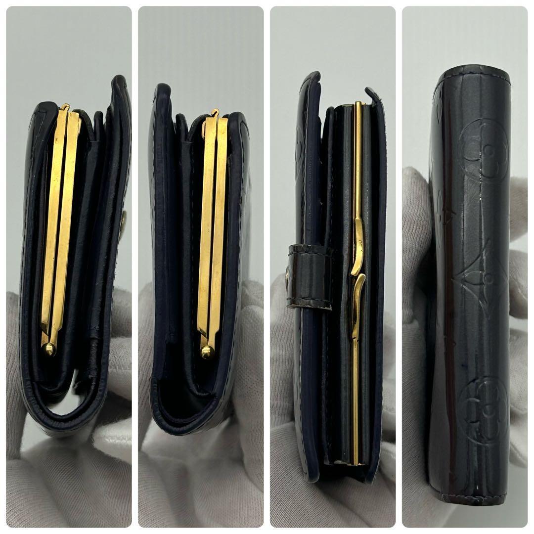 ルイ ヴィトン モノグラム ポルト モネ ヴィエノワ ヴェルニ がま口　折り財布