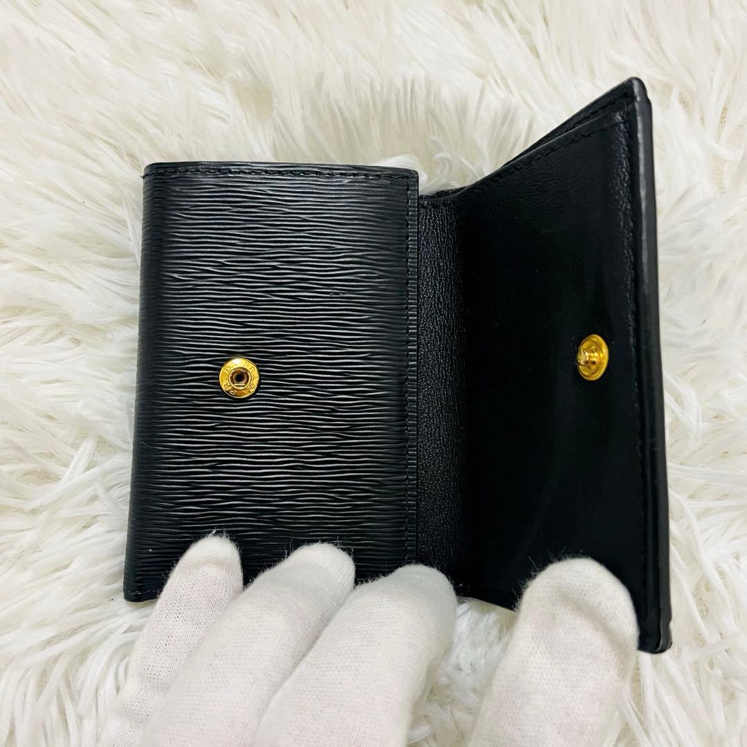 極美✨PRADA 三つ折り財布 トライアングル ロゴ レザー 黒