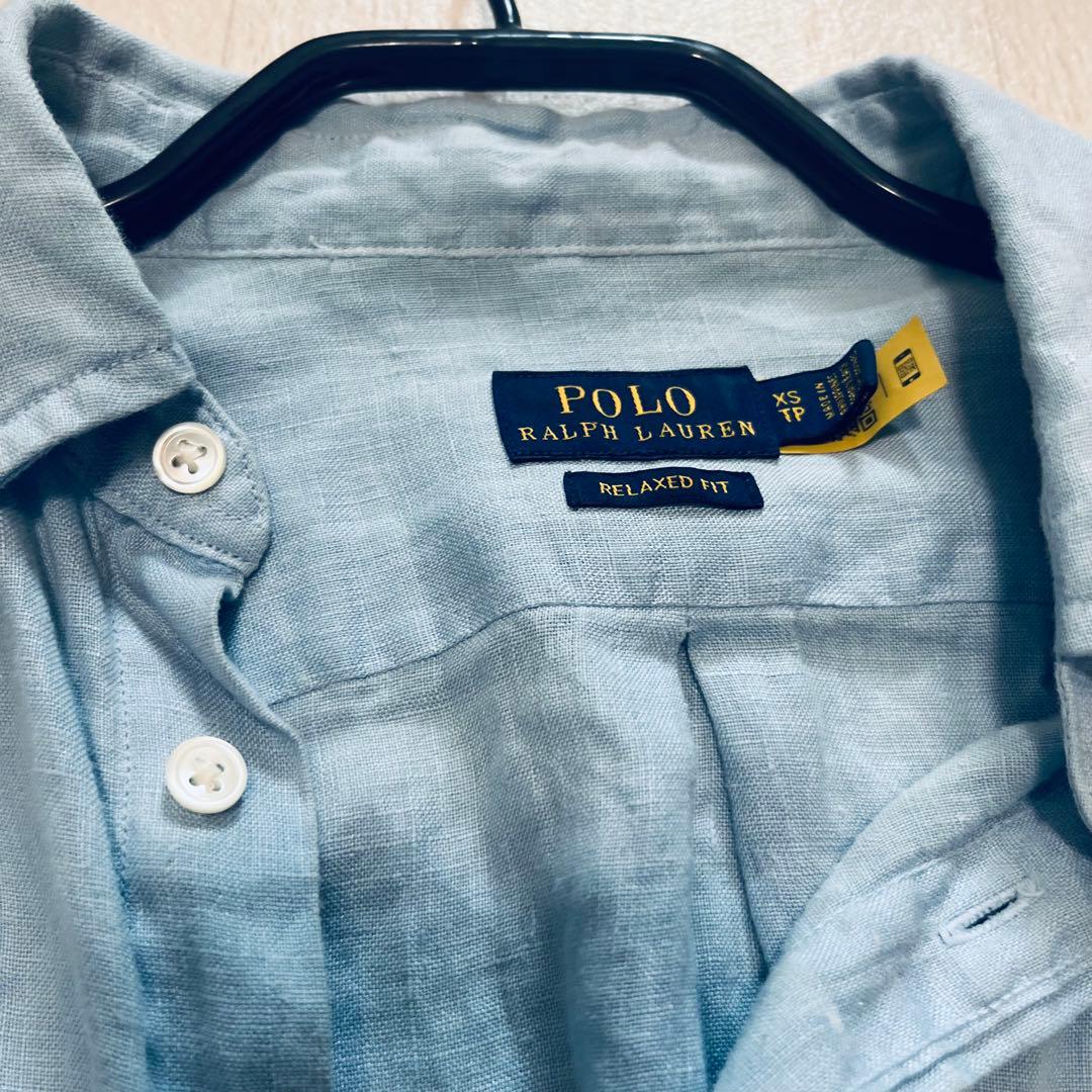 Polo Ralph Lauren 長袖リネンシャツ　ライトブルー