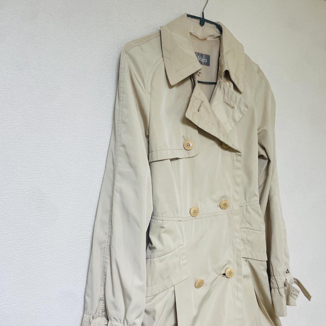 MaxMara トレンチコート　ナイロン　ベージュ サイズL ベルト付き