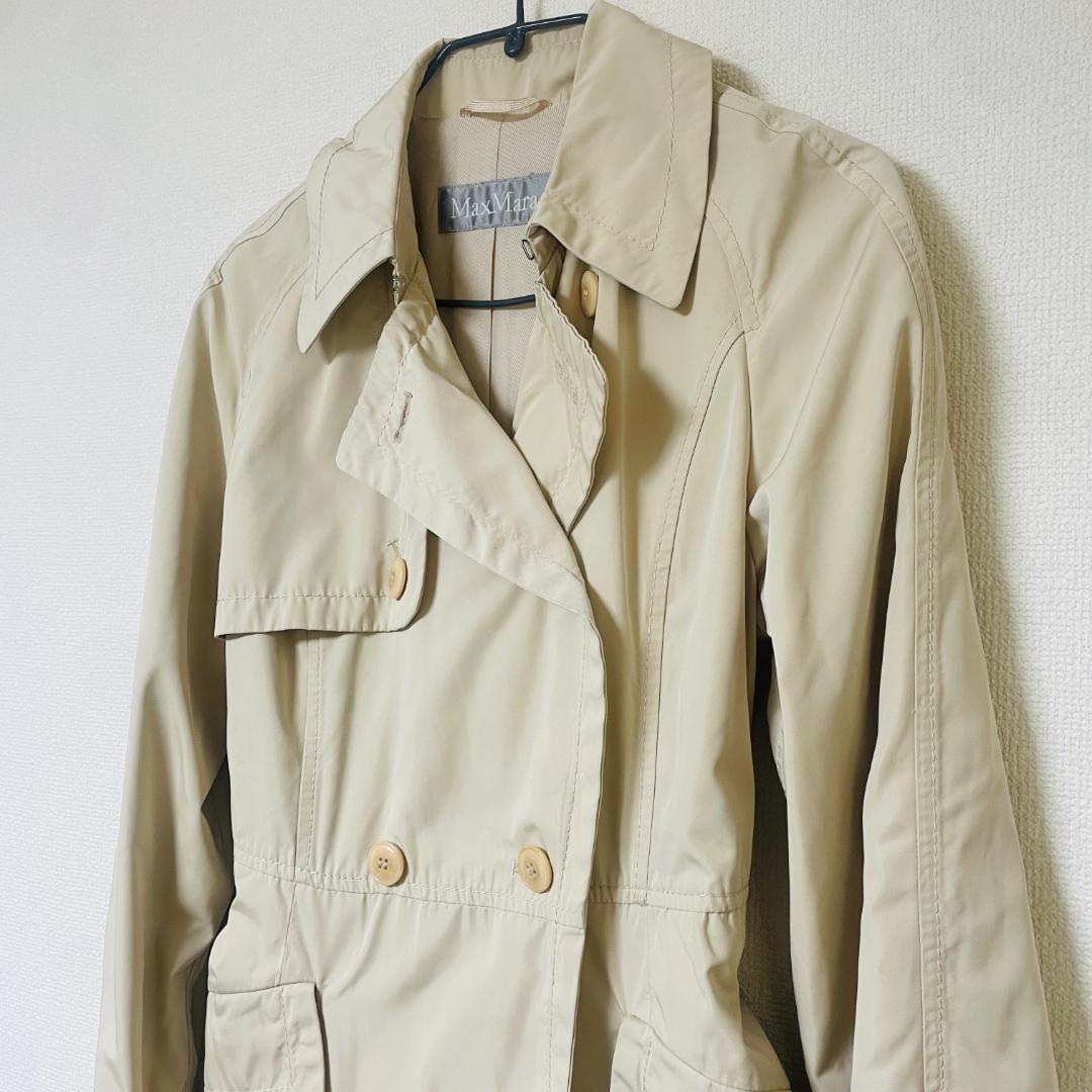 MaxMara トレンチコート　ナイロン　ベージュ サイズL ベルト付き