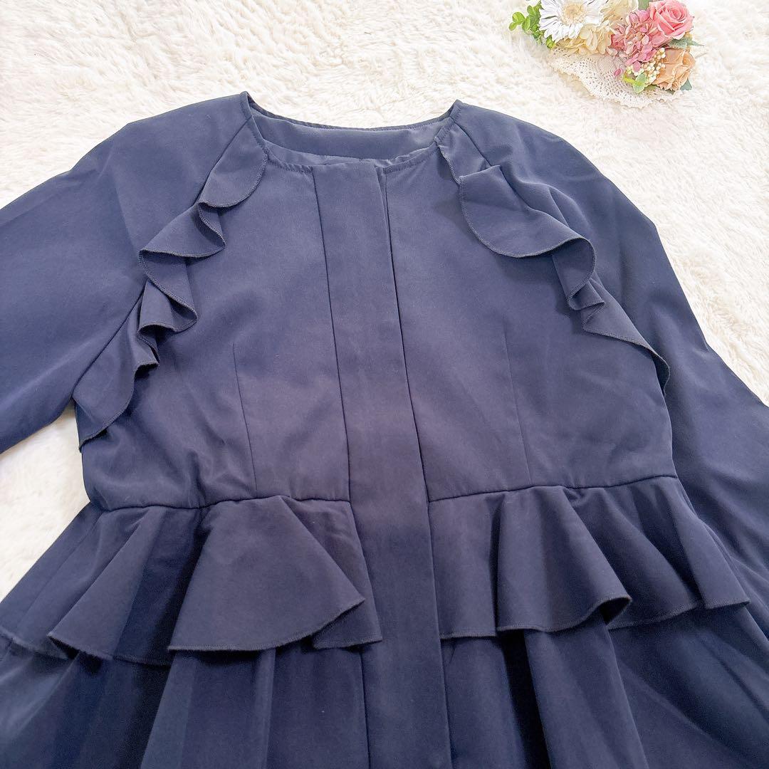 【美品】リアラバイピージー ロングコート スプリングコート フリル ペプラム M