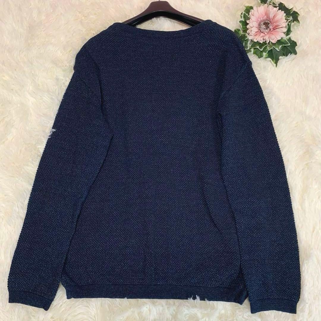 専用♡美品 45R ギマニット 擬麻 コットン ニット 濃紺 R刺繍 日本製