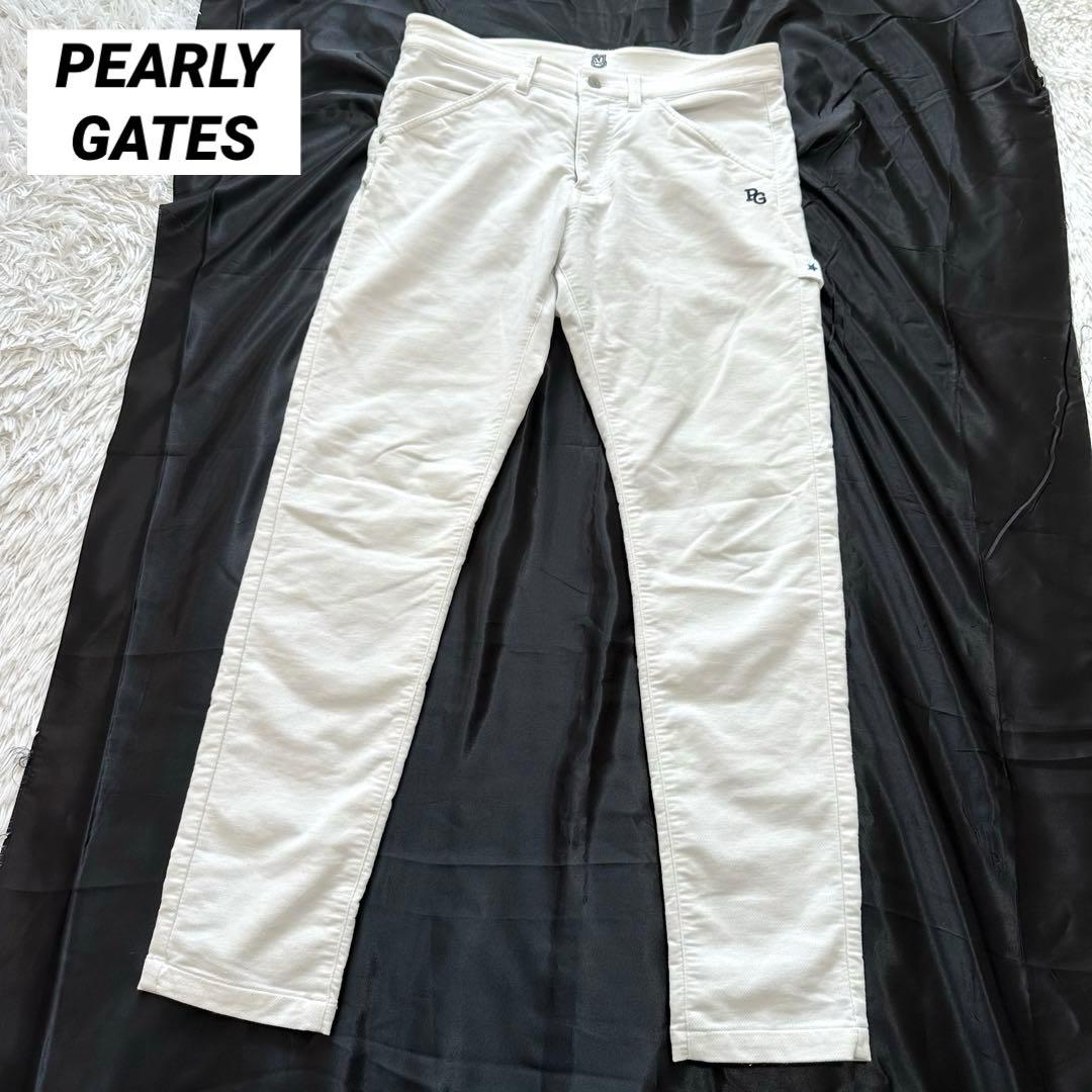 美品✨パーリーゲイツ コットン混 ストレッチ ゴルフパンツ ズボン 白 ホワイト