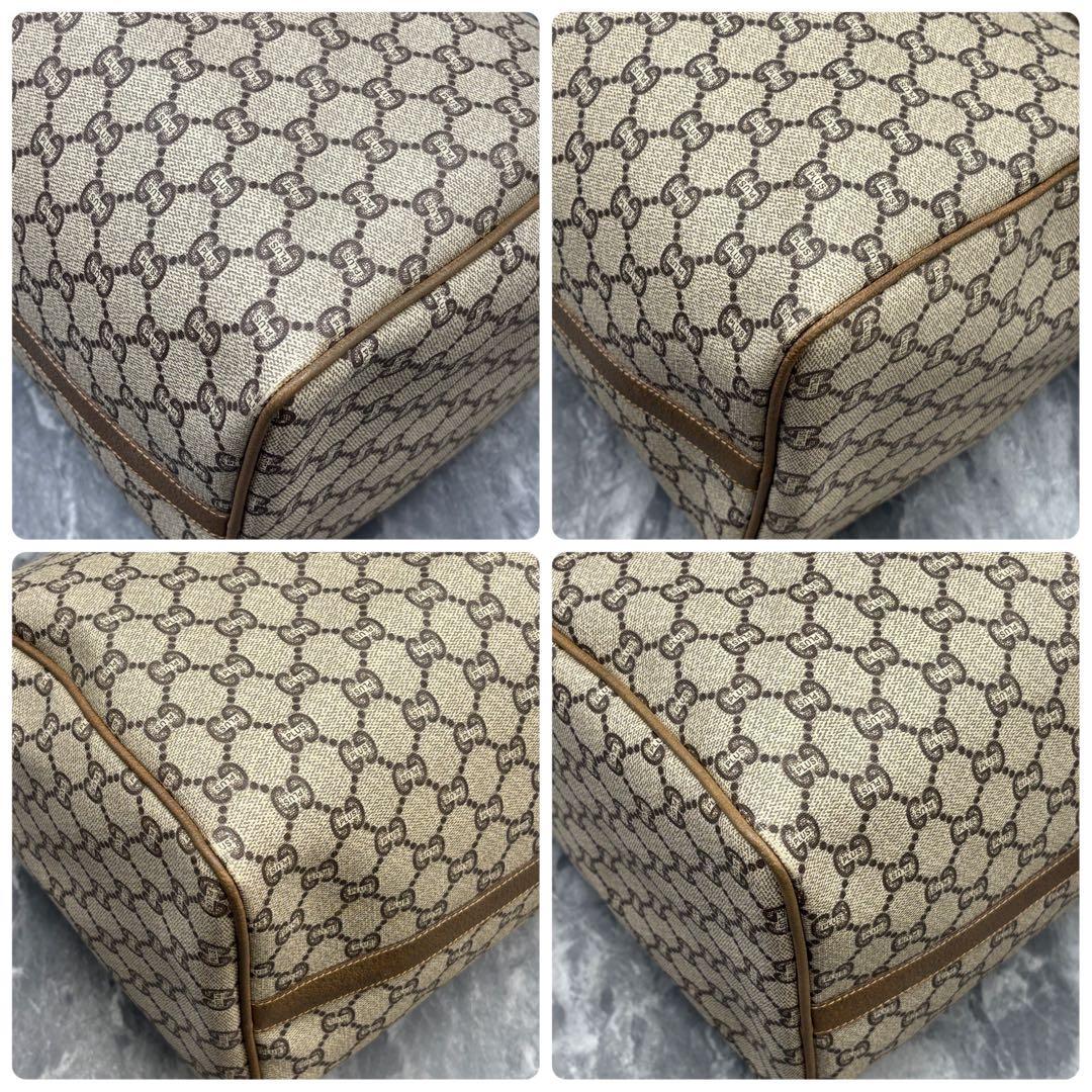 ✨美品✨GUCCI GG ボストンバッグ ハンド ブラウン ロゴ レザー 金具