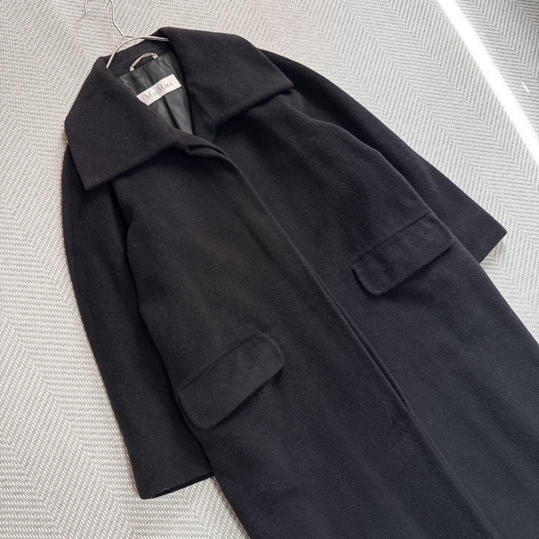 美品 最高級白タグ MaxMara カシミヤ バージンウール ロングコート 42