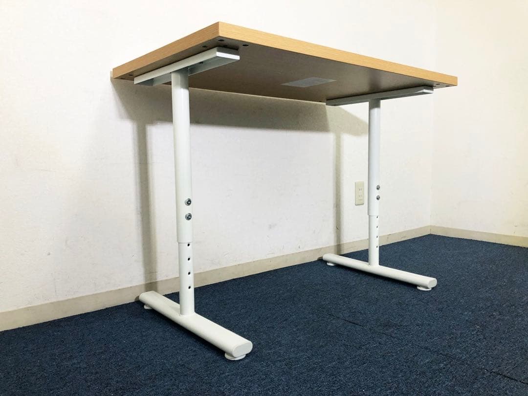 パソコンデスク T字脚タイプ付きプレフェ 100 LBR 手動昇降式ワークデスク