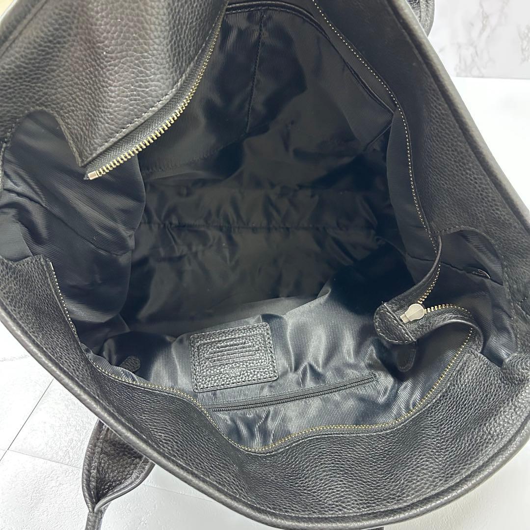 大容量 COACH シボ革 2way ボストンバッグ 43cm×53cm 黒
