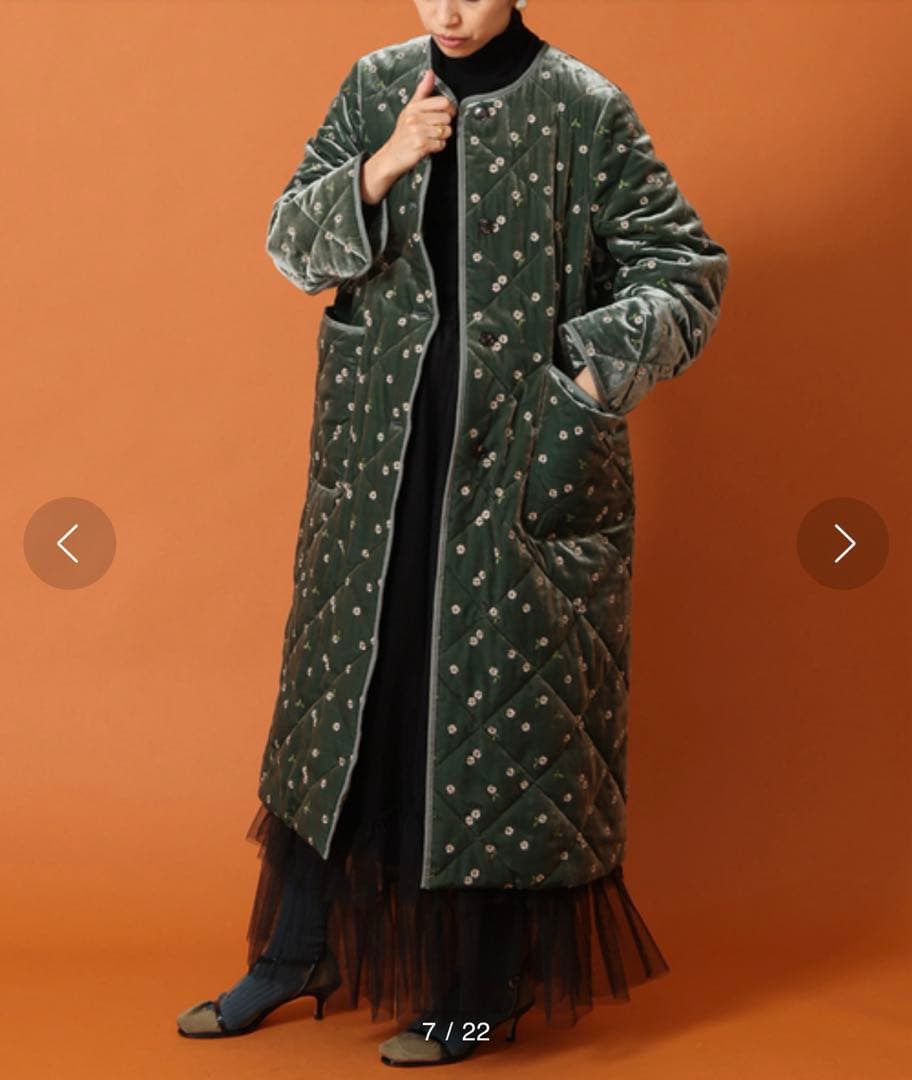 ［新品　タグ付き］IENA LA BOUCLE ペロア刺繍キルティングコート
