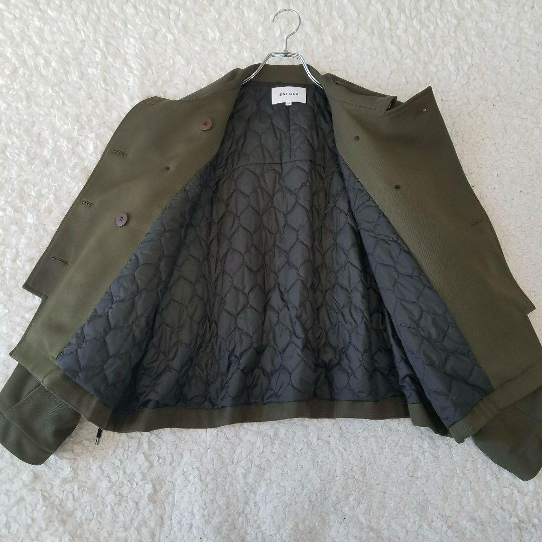 極美品✨エンフォルド ビッグカラー ショートジャケット ダブルブレスト カーキ
