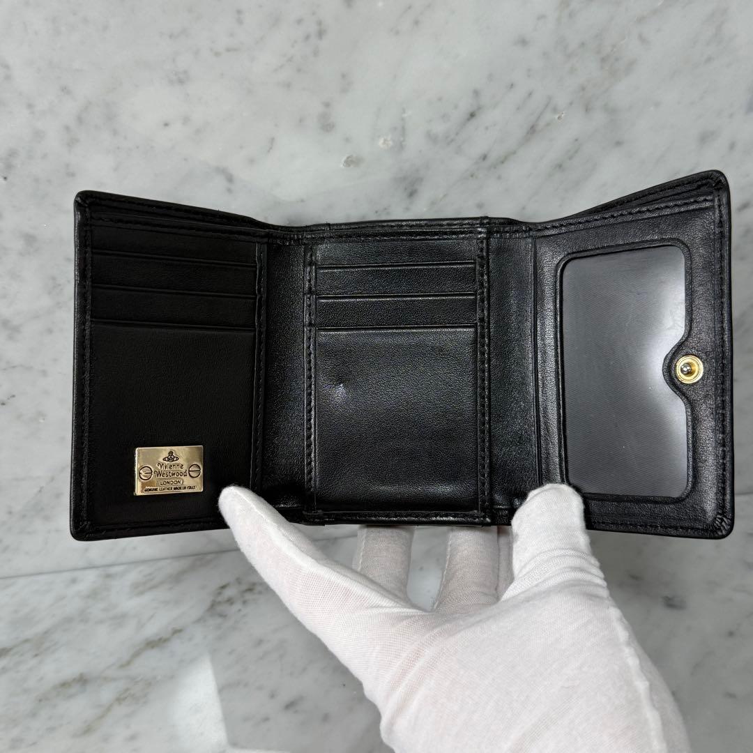 ヴィヴィアンウエストウッド 三つ折財布 がま口財布 ブラック 黒 本革