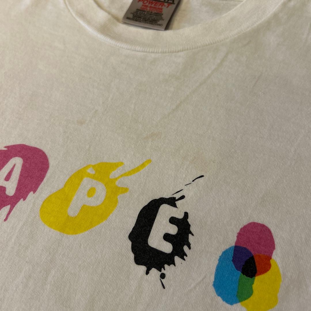 90’s A BATHING APE Tシャツ M ペイントロゴ