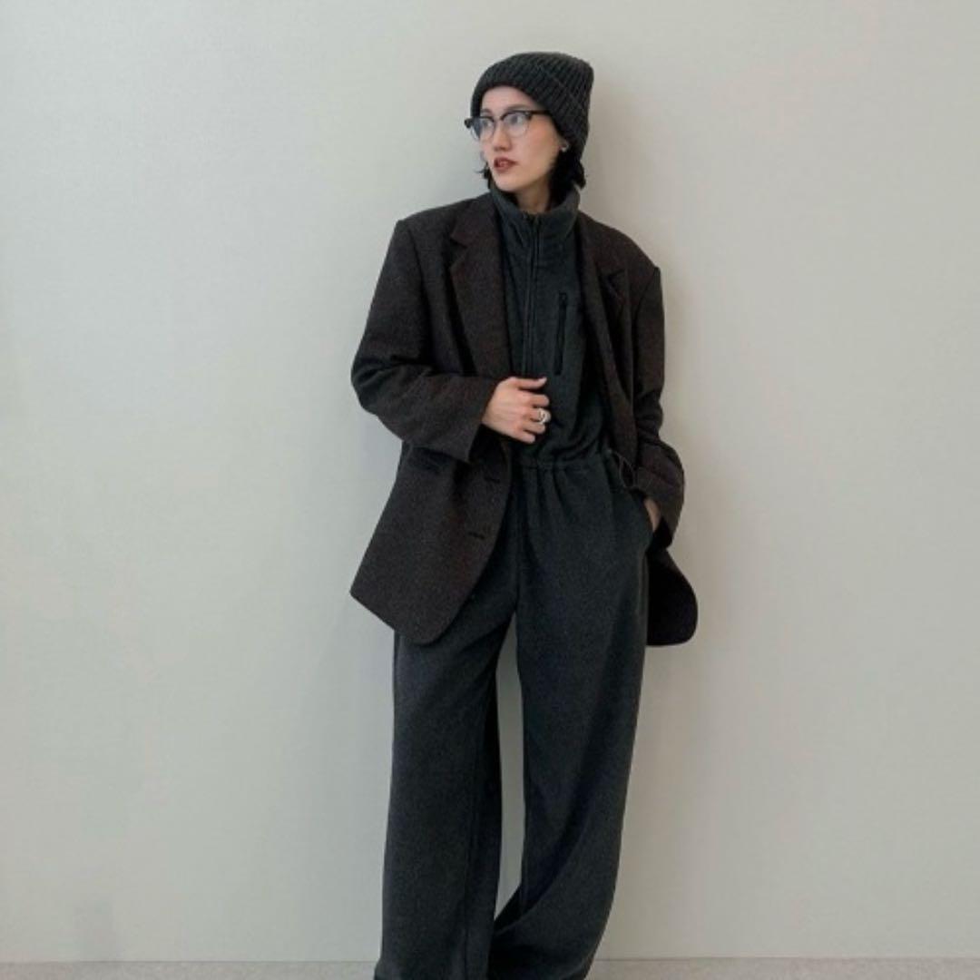 anuke Herringbone Wool Jacket 36 ブラウン